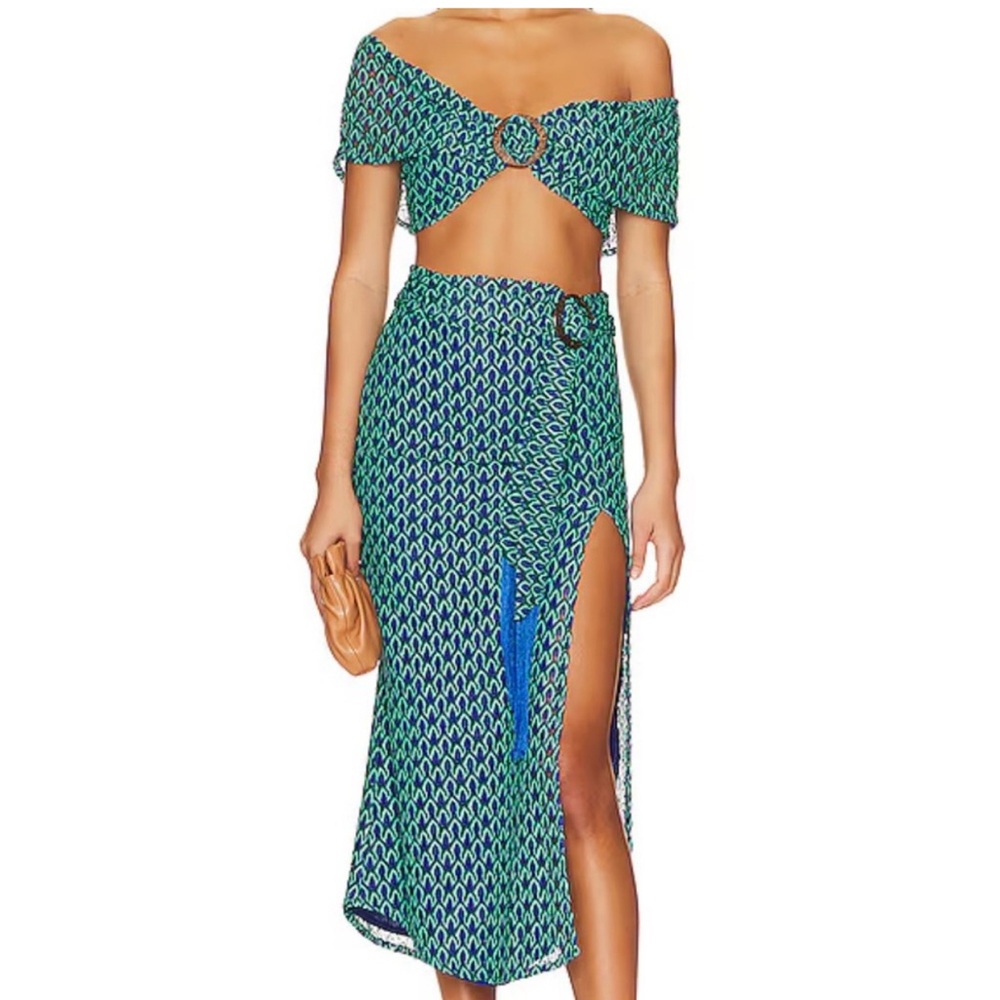 House of Harlow 1960 Teal and Navy Two-Piece Set